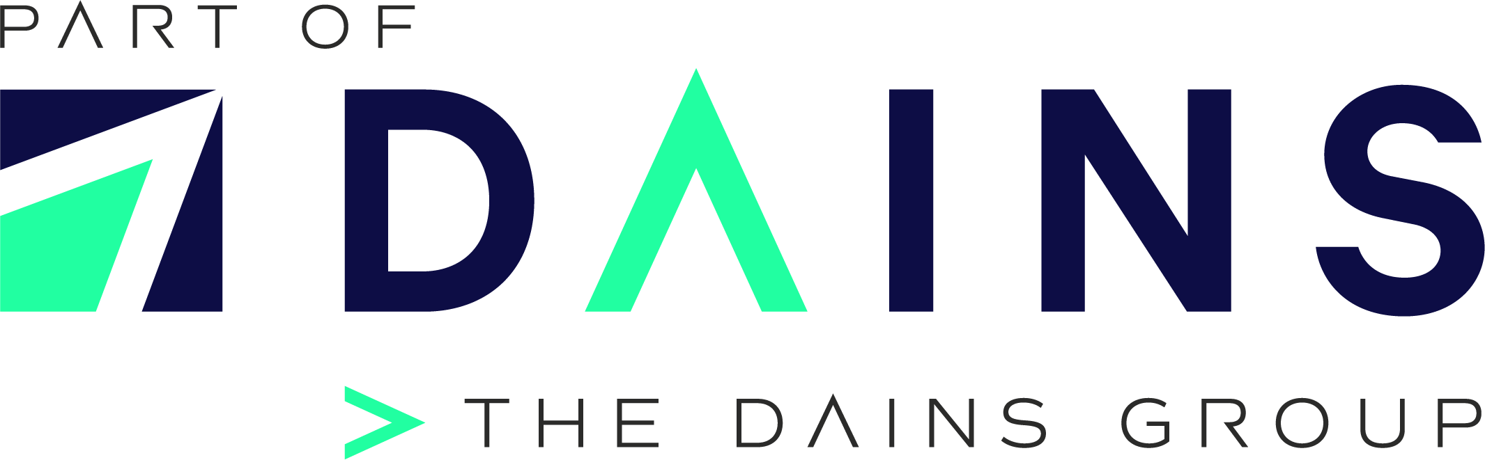 Logo showing the text 'PART OF' above a dark 'ADAMS' wordmark with a turquoise triangular 'A' in the middle and a turquoise '>' followed by 'THE DAINS GROUP' beneath.