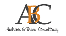 Logo for Andrews & Green Consultancy featuring overlapping gray and orange A, B, C letters with the company name in cursive beneath.